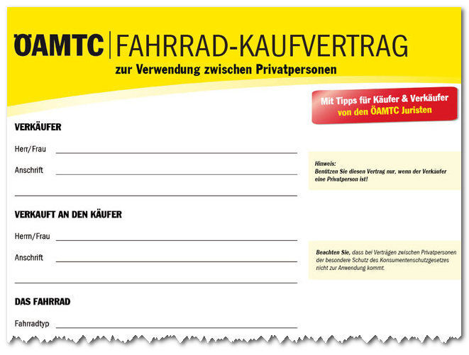 Download öamtc Fahrrad Kaufvertrag Privat An Privat öamtc